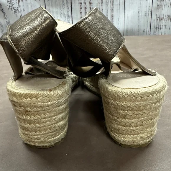 Eileen Fisher Metallic Bronze Willow Espadrille Wedge Sandal Size 8.5